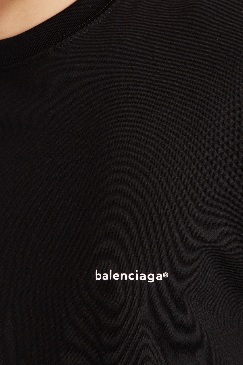 фото Черная футболка оверсайз с логотипом balenciaga