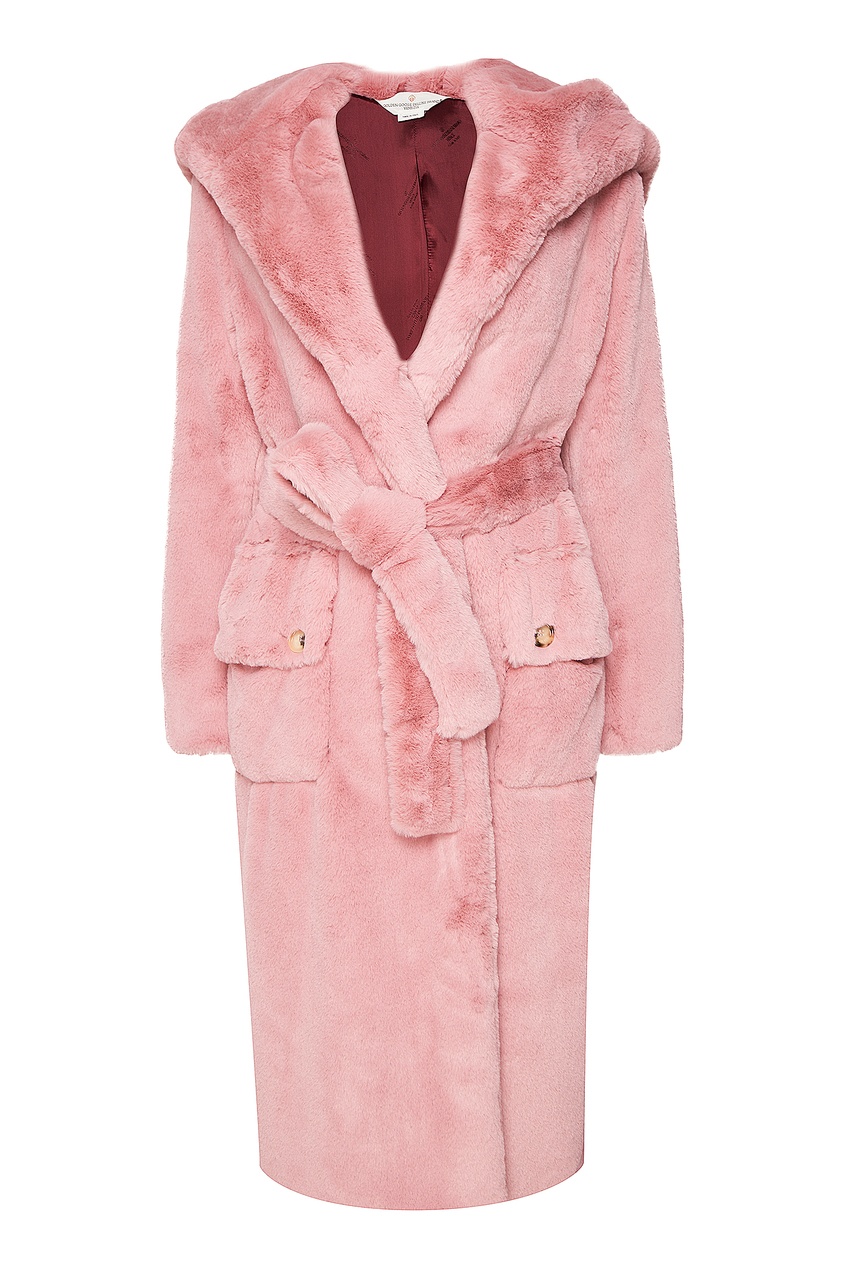 фото Розовое пальто из искусственного меха stella golden goose deluxe brand