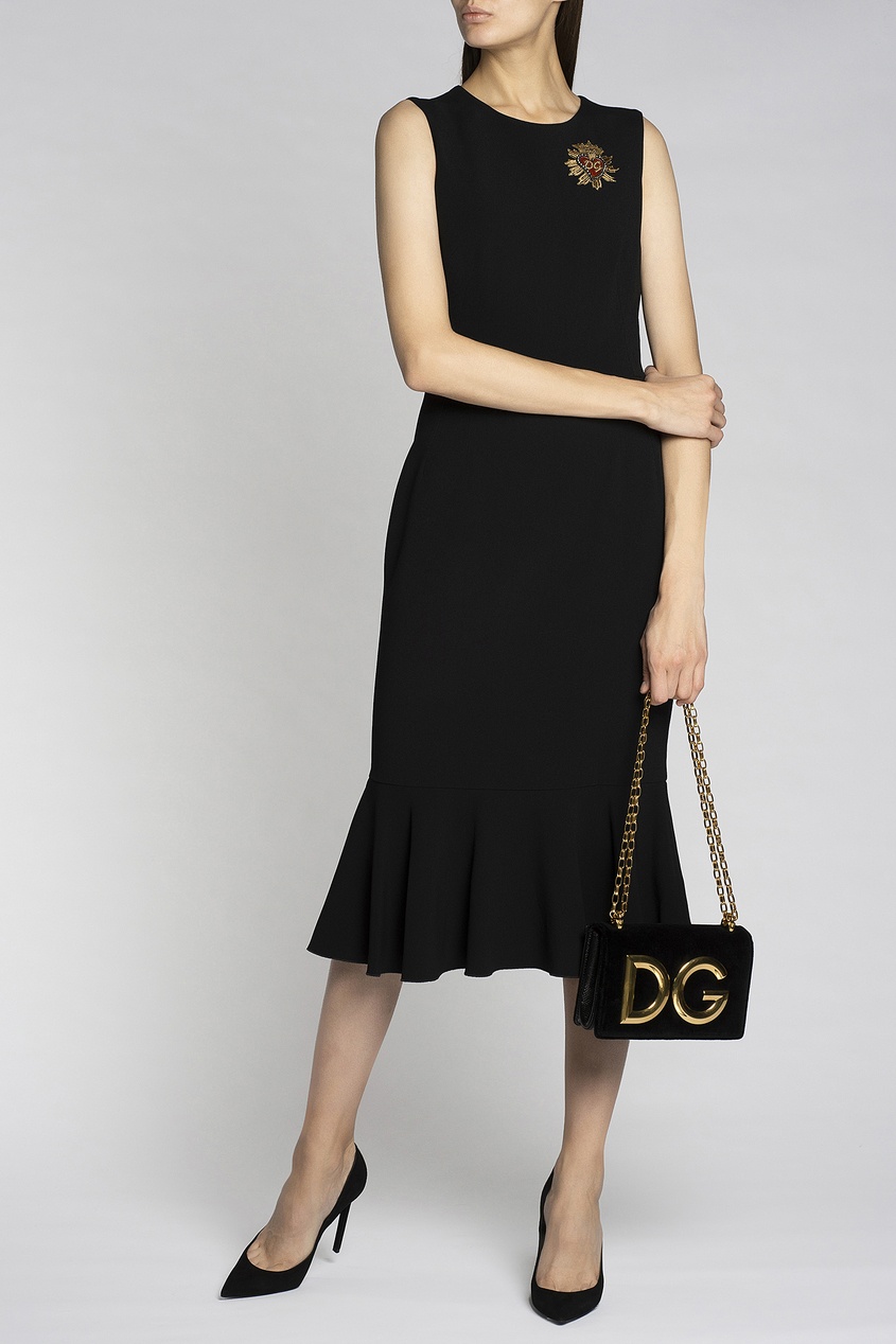фото Черное платье с аппликацией dolce&gabbana