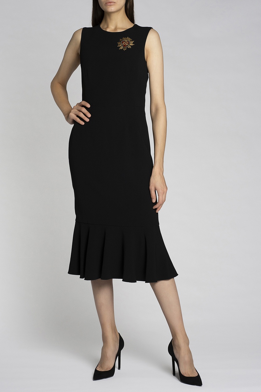 фото Черное платье с аппликацией dolce&gabbana