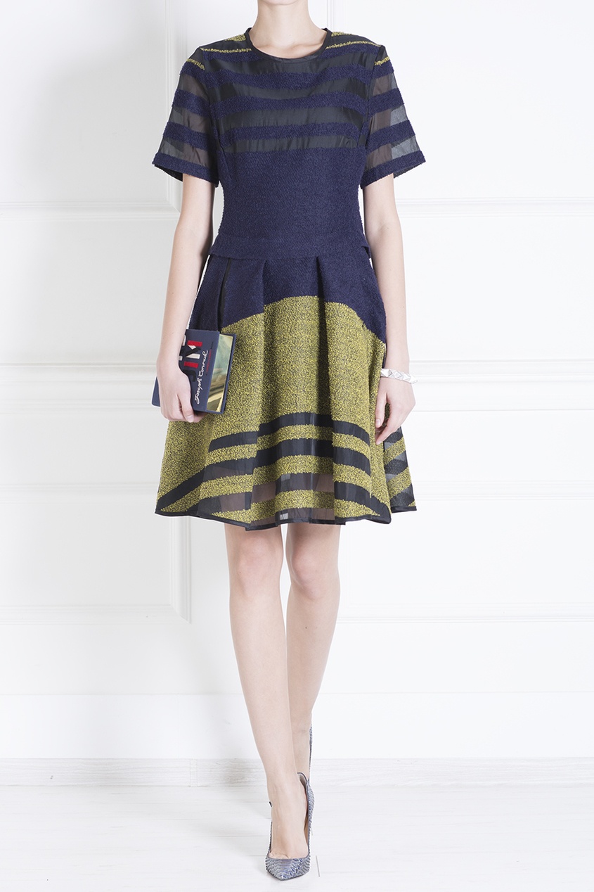 

Платье из акрила и шерсти, Синий, Платье из акрила и шерсти