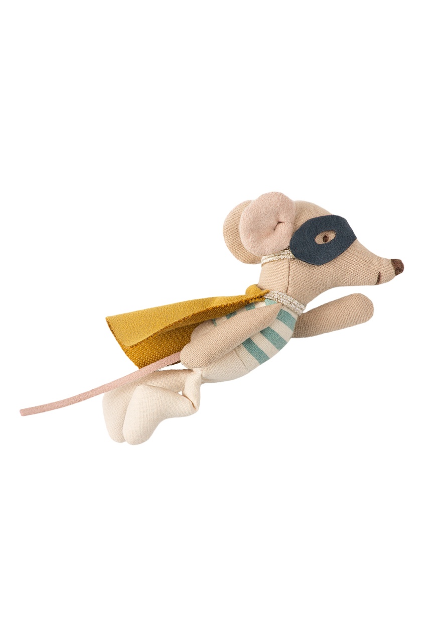 фото Игрушечная мышь в маске с чемоданом maileg