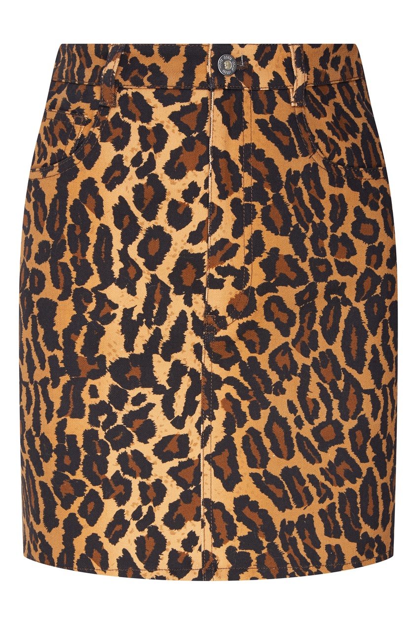 фото Леопардовая мини-юбка с аппликацией Miu miu