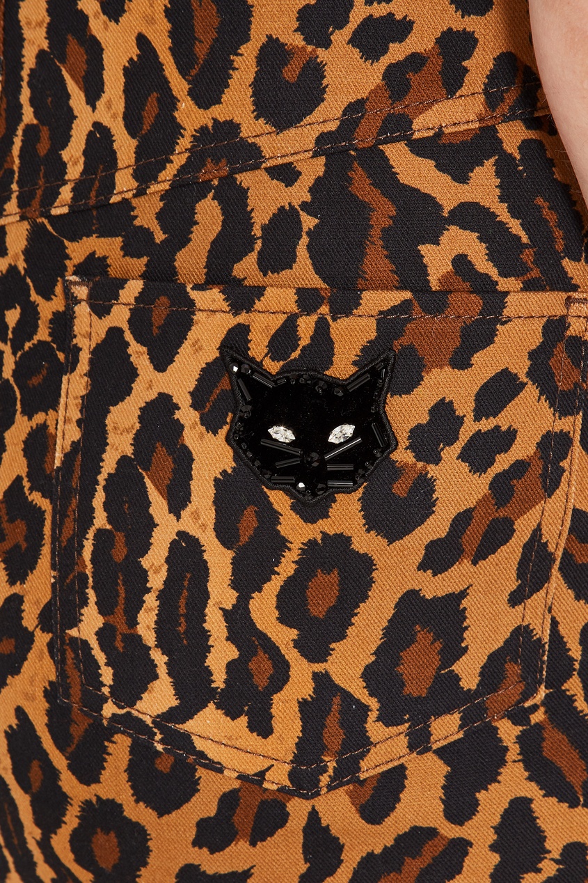 фото Леопардовая мини-юбка с аппликацией miu miu