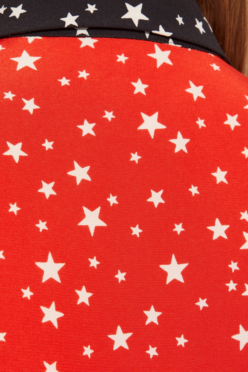 фото Шелковая рубашка со звездами miu miu