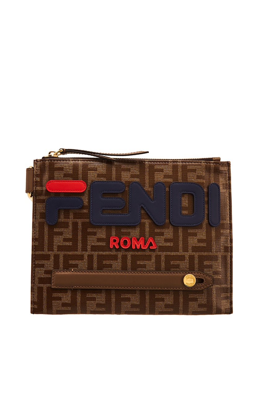фото Коричневая сумка-мессенджер с логотипами Fendi x FILA