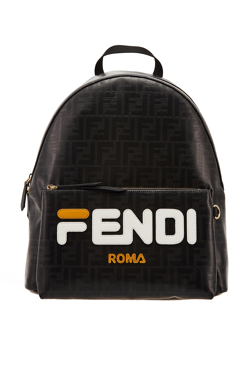 фото Черный рюкзак с логотипами fendi x fila