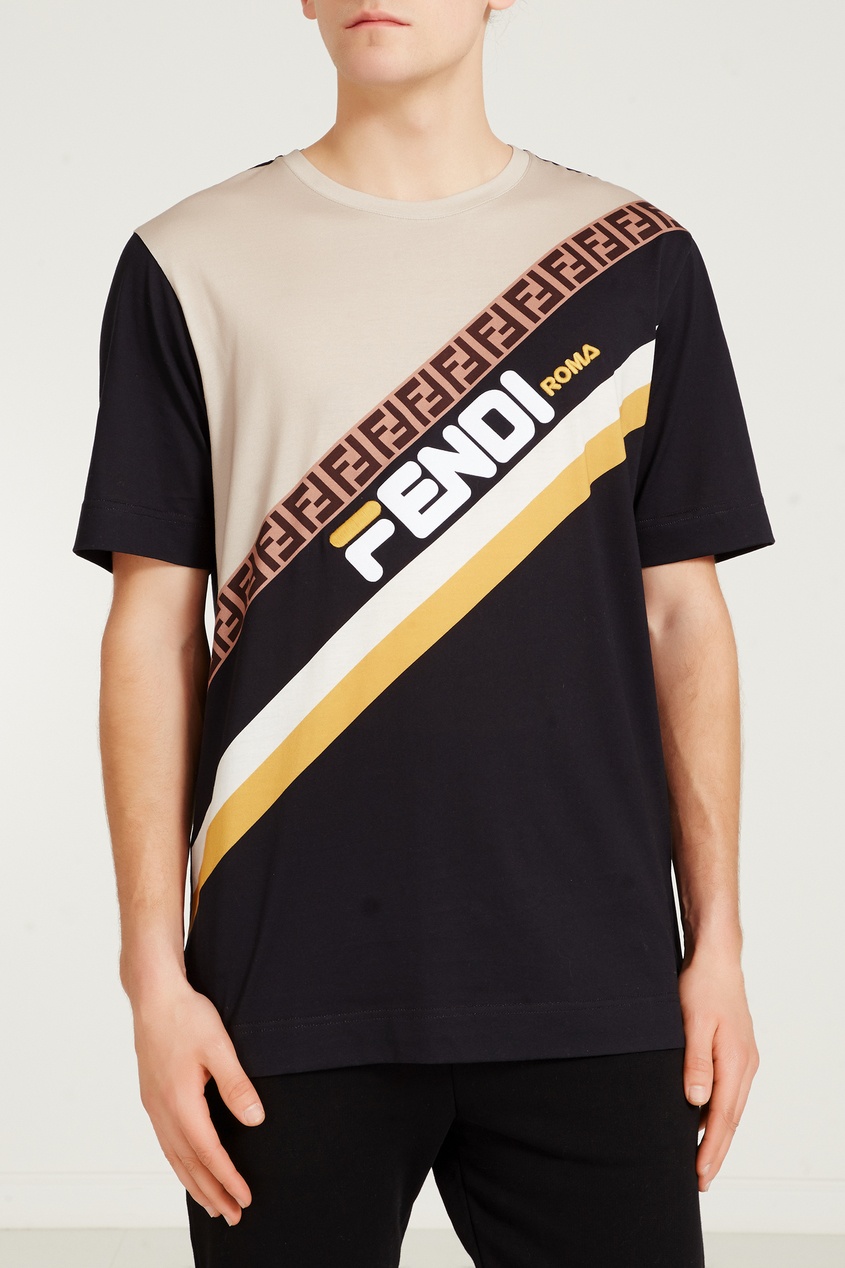 фото Хлопковая футболка с логотипами fendi x fila