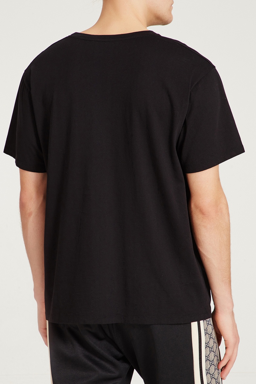фото Черная футболка оверсайз с логотипом Gucci man