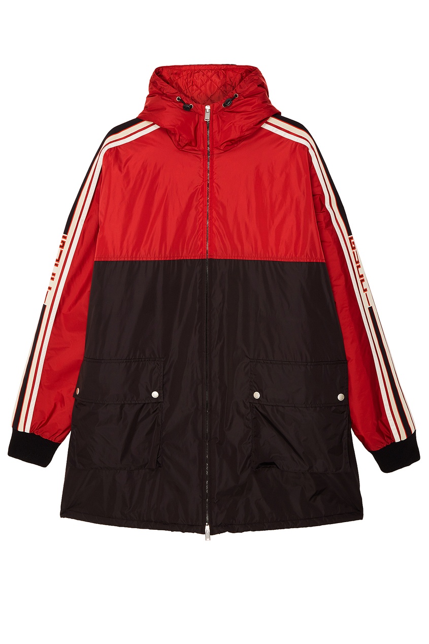 фото Черно-красная куртка с капюшоном Gucci man