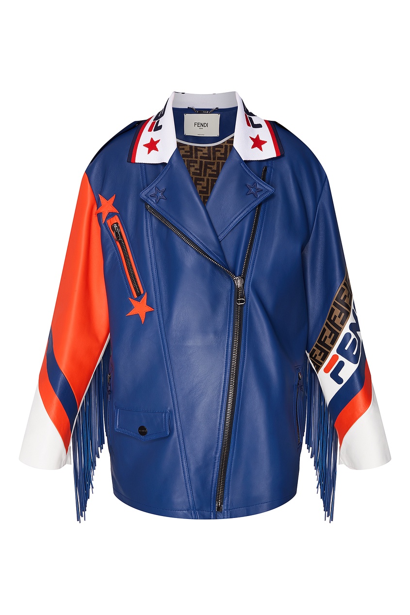 фото Кожаная куртка с контрастной отделкой Fendi