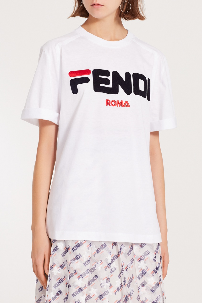 фото Белая хлопковая футболка fendi