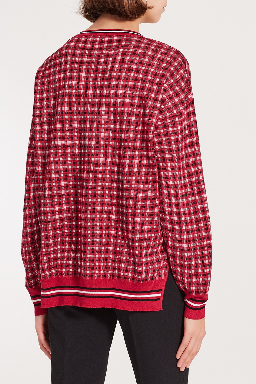 фото Красный шелковый пуловер в клетку Fendi
