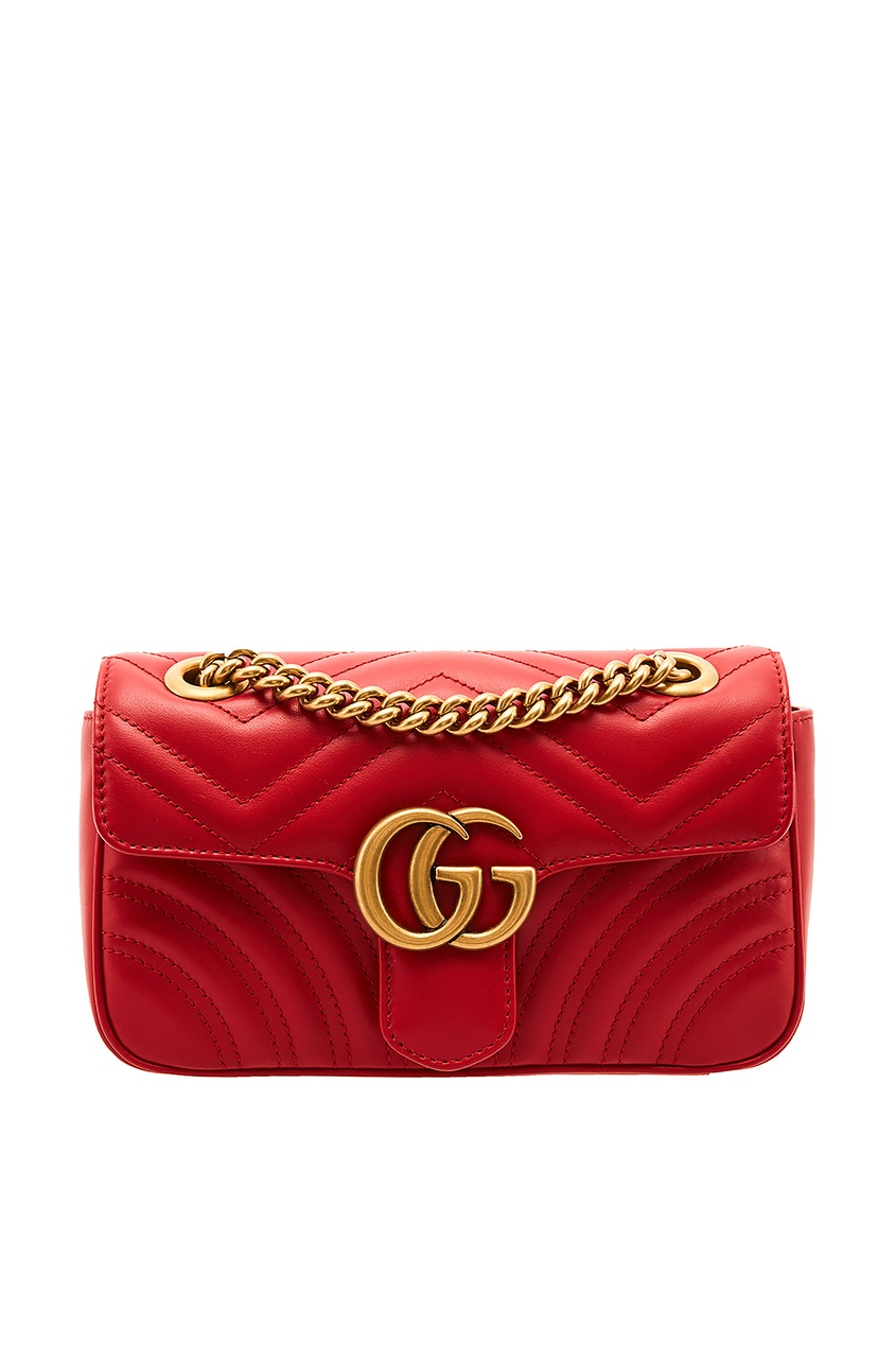 фото Красная кожаная сумка GG Marmont Gucci