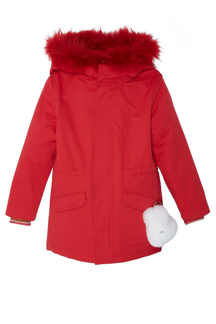 фото Красная куртка с мехом yves salomon kids
