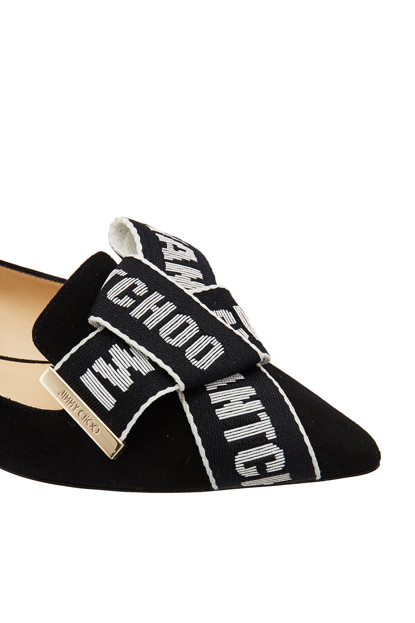 фото Черные туфли с бантом gleam flat jimmy choo