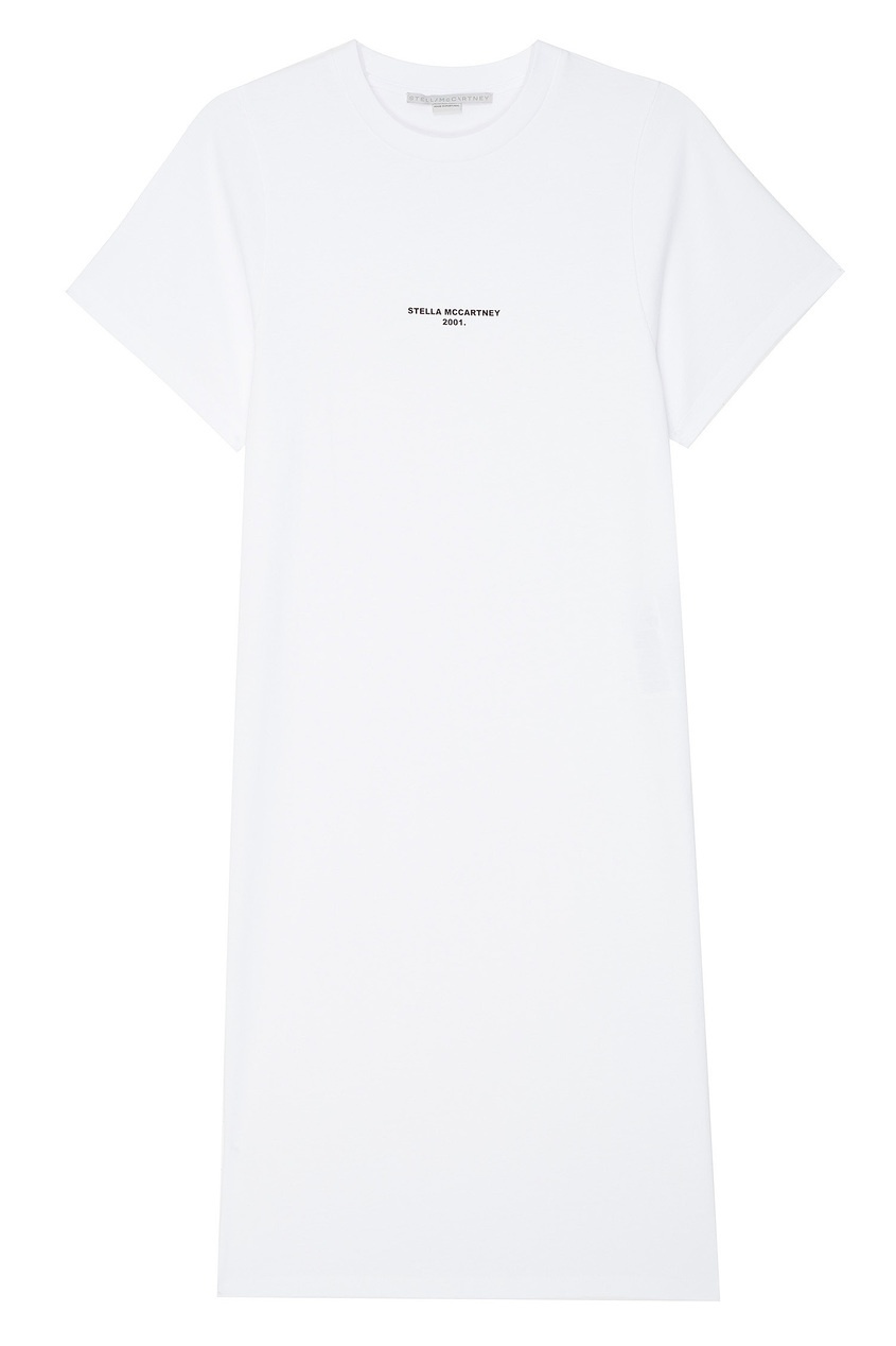 фото Белое платье-футболка с логотипом stella mccartney