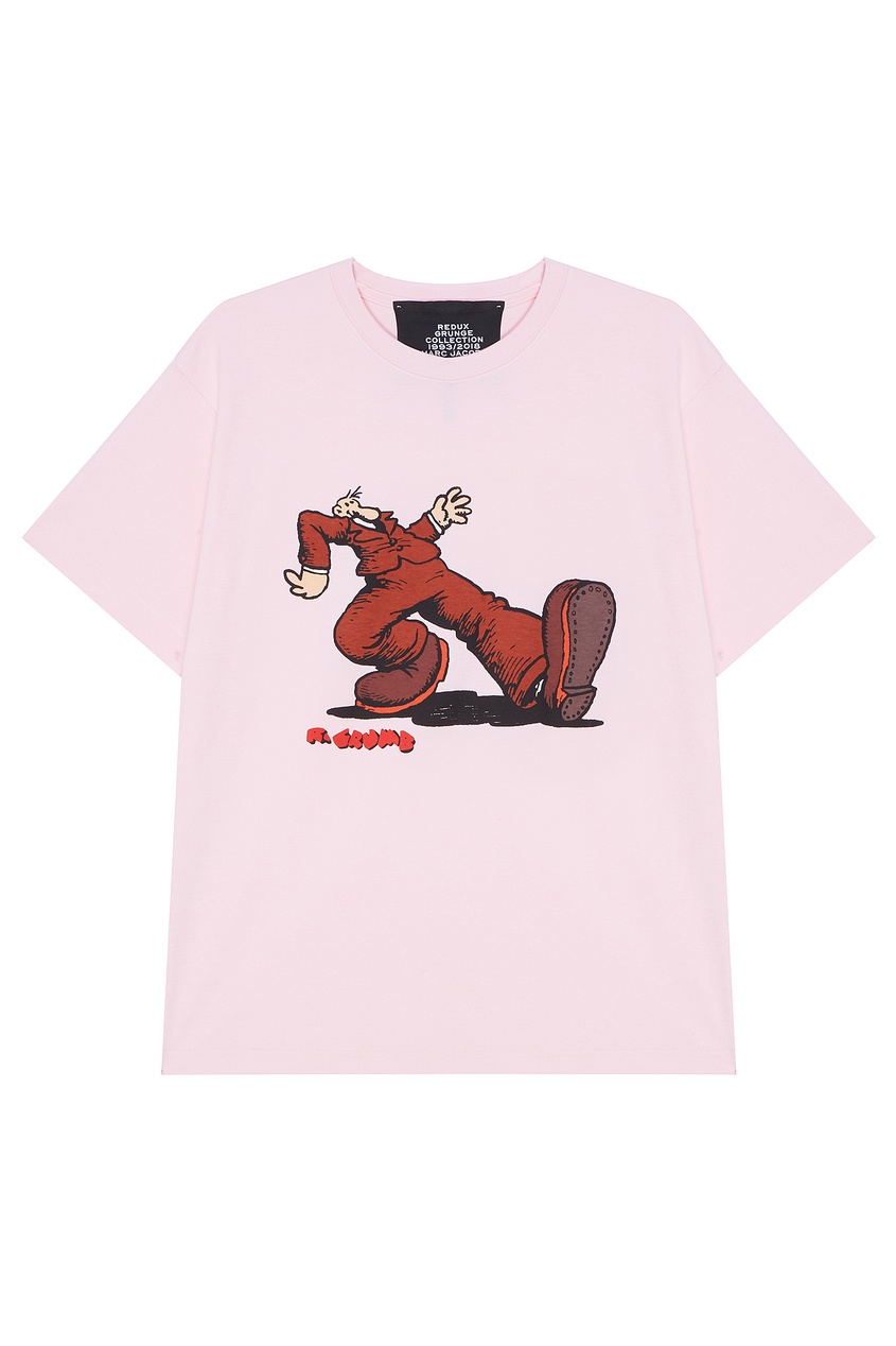 фото Хлопковая розовая футболка с принтом marc jacobs (the)