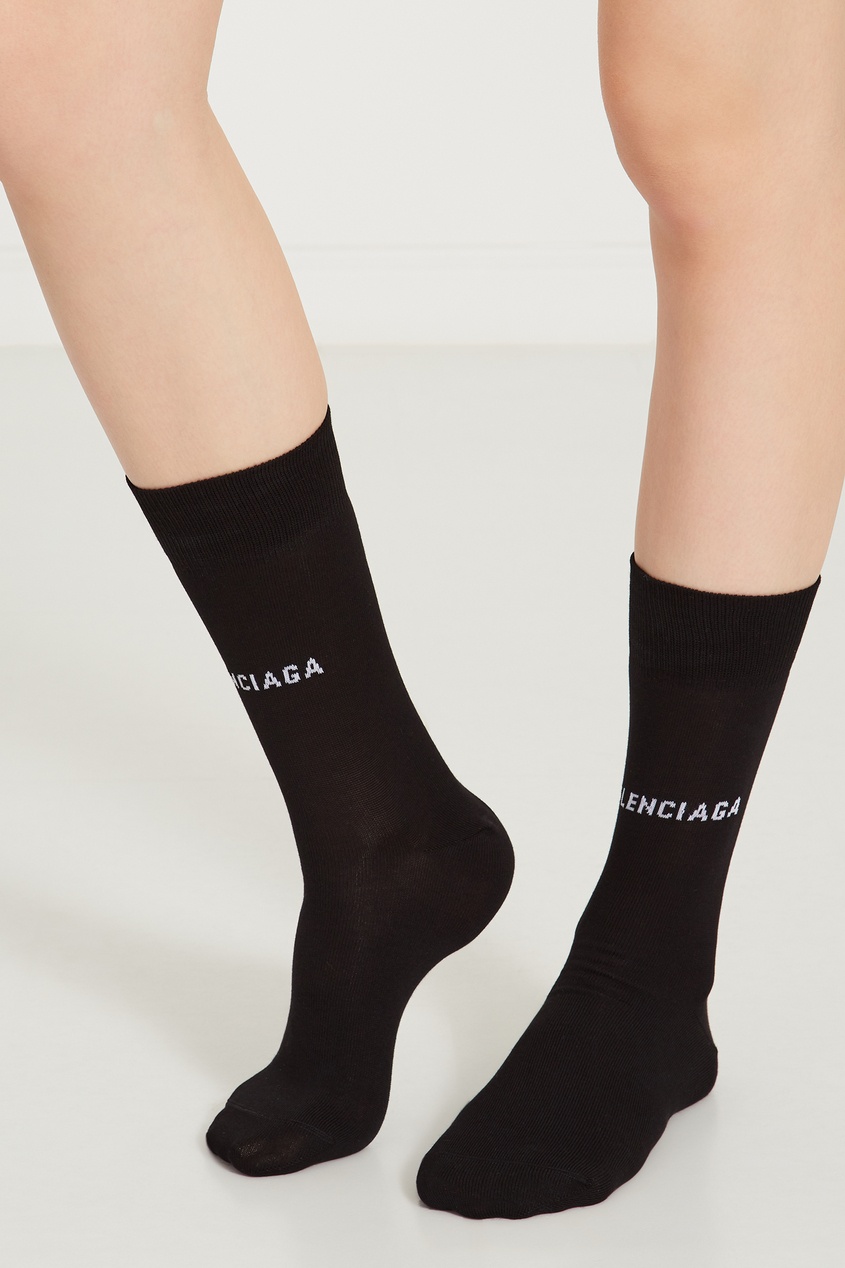 фото Черные трикотажные носки с логотипом Balenciaga