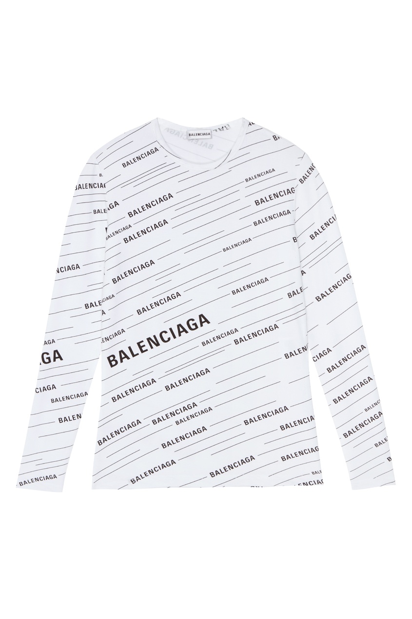 фото Белый лонгслив с логотипами Balenciaga