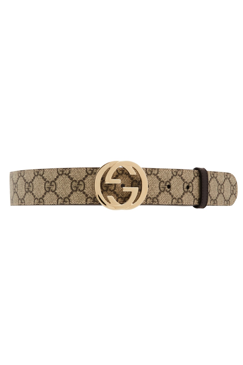 фото Бежевый ремень с узором GG Supreme Gucci