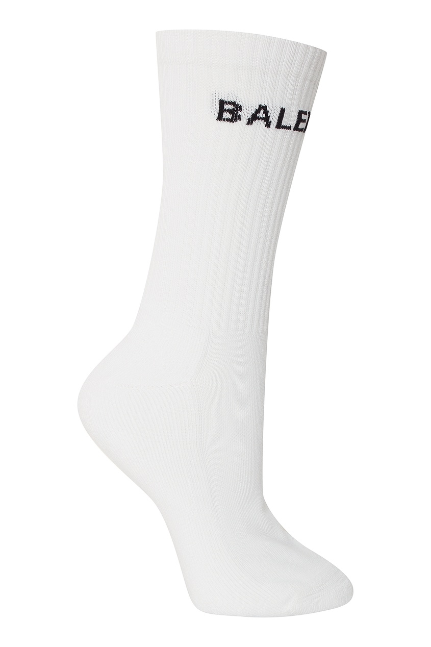 фото Белые трикотажные носки с логотипом balenciaga