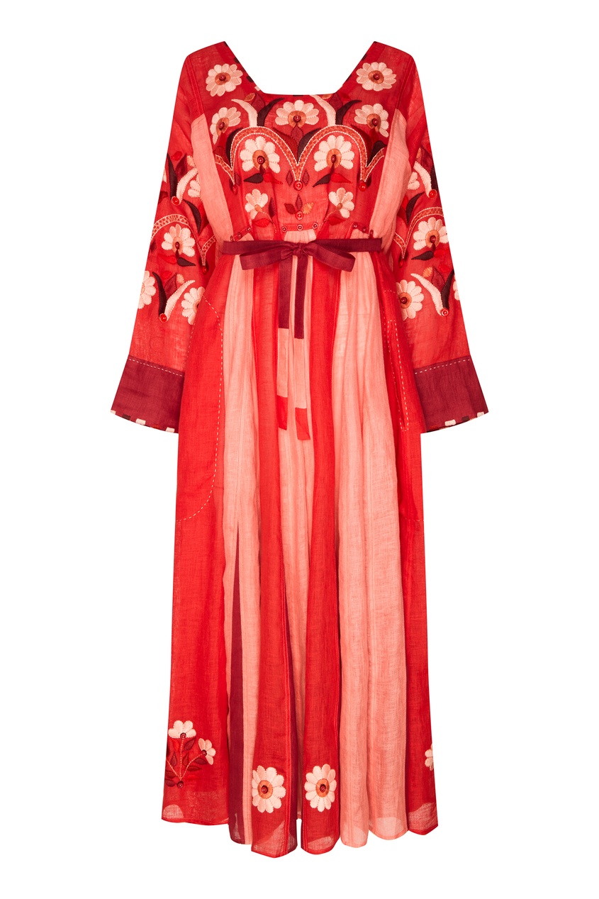 фото Льняное платье макси с цветочным мотивом vita kin