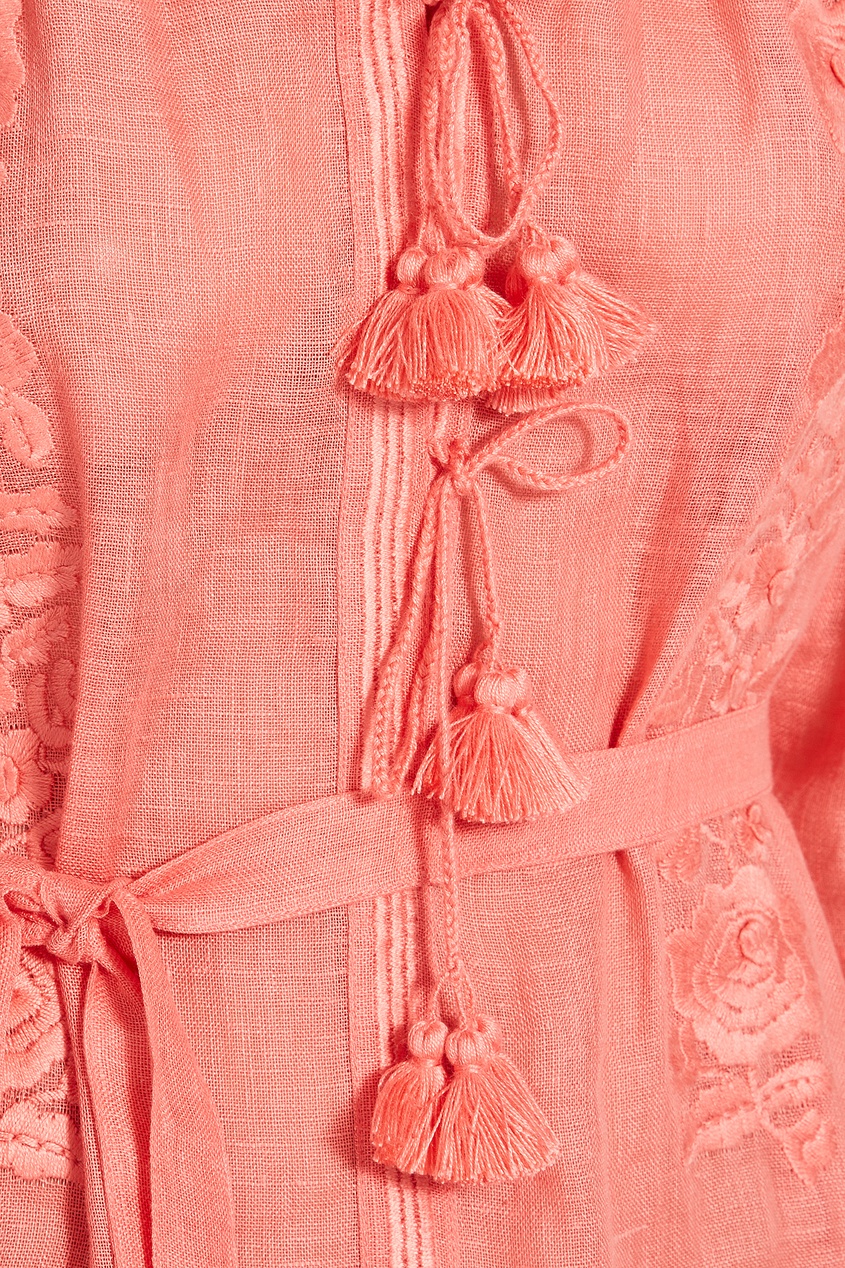 фото Льняное платье кораллового цвета vita kin