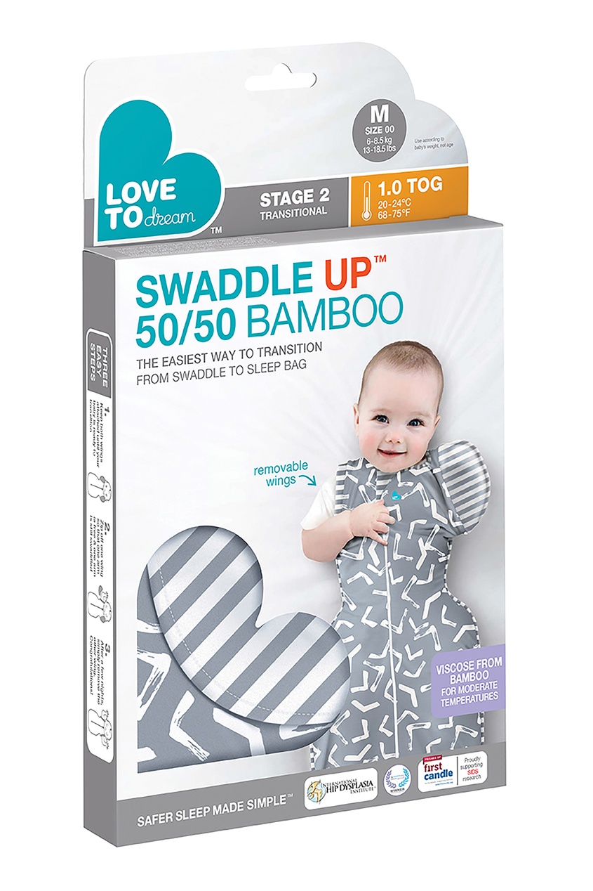 фото Серая пеленка-кокон с абстрактным принтом Swaddle UP™ 50/50 Love to dream