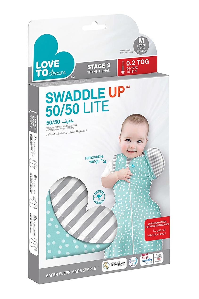 фото Голубая пеленка-кокон в горошек Swaddle UP™ 50/50 Love to dream