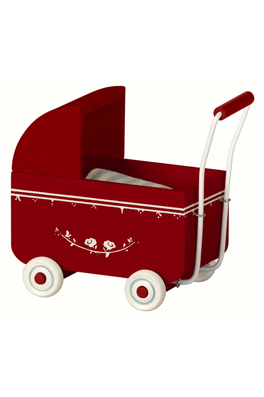 фото Красная игрушечная коляска Maileg
