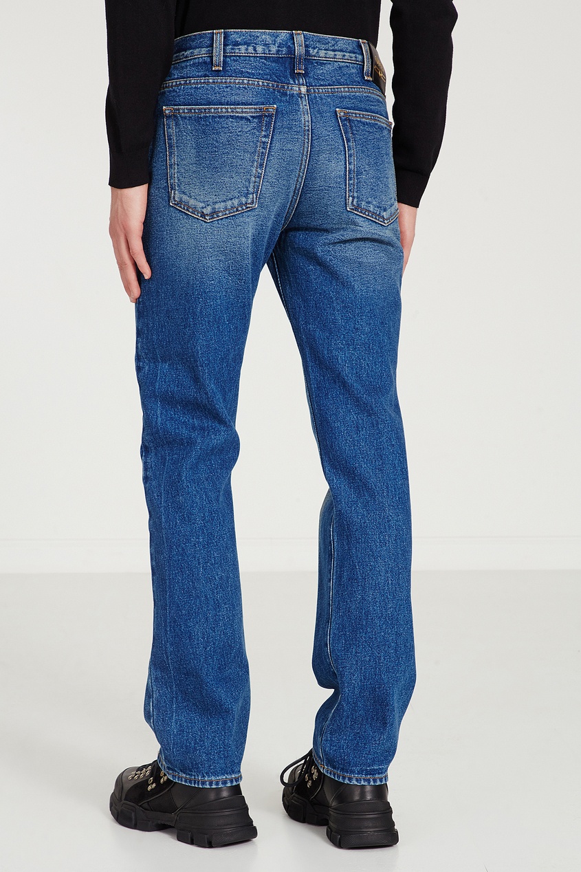 фото Синие джинсы с потертостями gucci