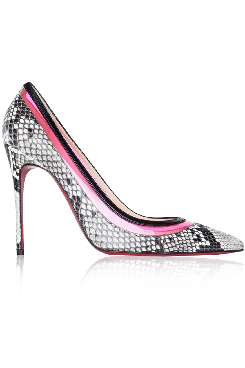 фото Туфли из кожи питона и пластика paulina 100 Christian louboutin