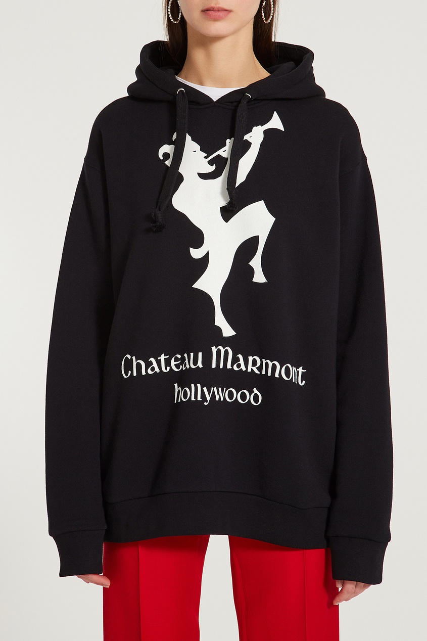 

Черное худи с принтом “Chateau Marmont”, Черный