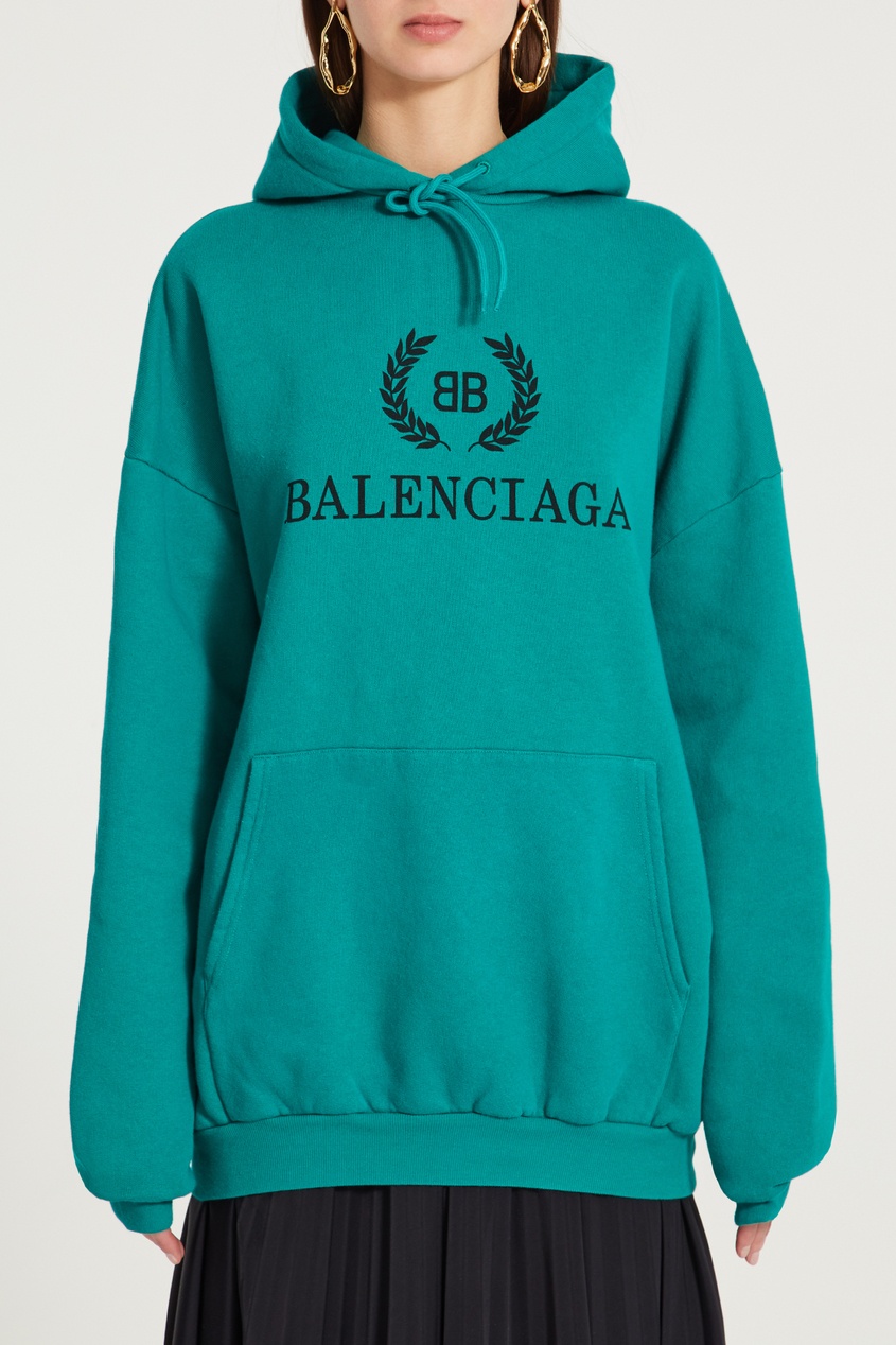 фото Бирюзовое худи с логотипом BB Balenciaga