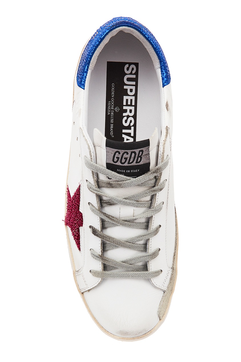 фото Красно-сине-белые кроссовки superstar golden goose deluxe brand