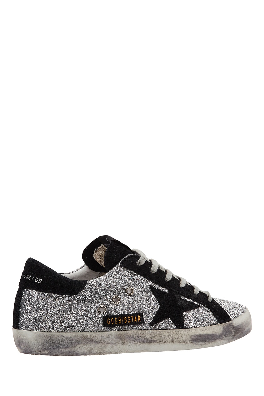 фото Черно-серебристые кроссовки с глиттером superstar golden goose deluxe brand