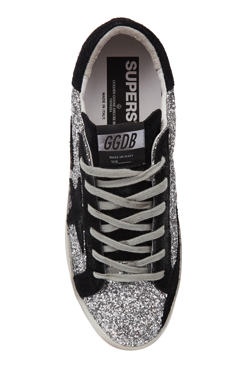 фото Черно-серебристые кроссовки с глиттером superstar golden goose deluxe brand