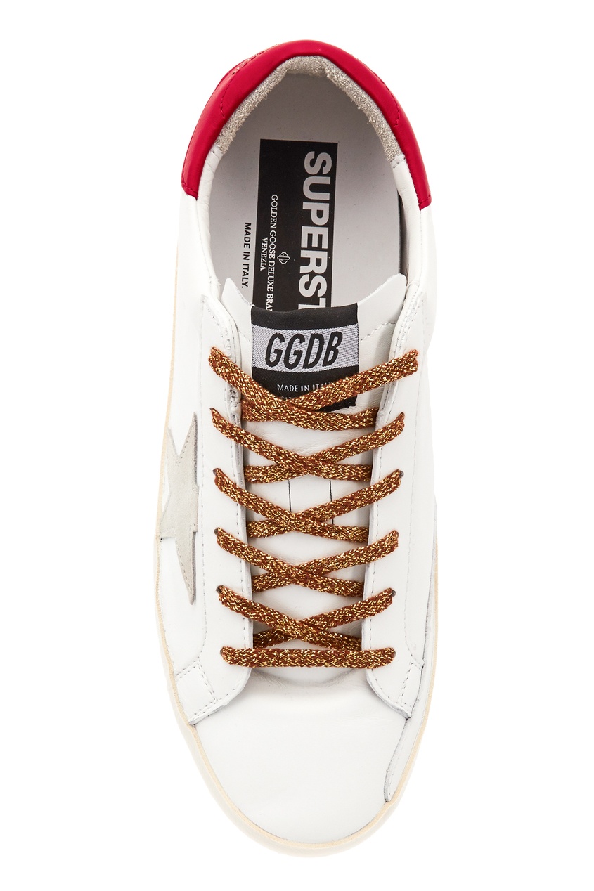 фото Кроссовки superstar с красной отделкой и люрексными шнурками golden goose deluxe brand