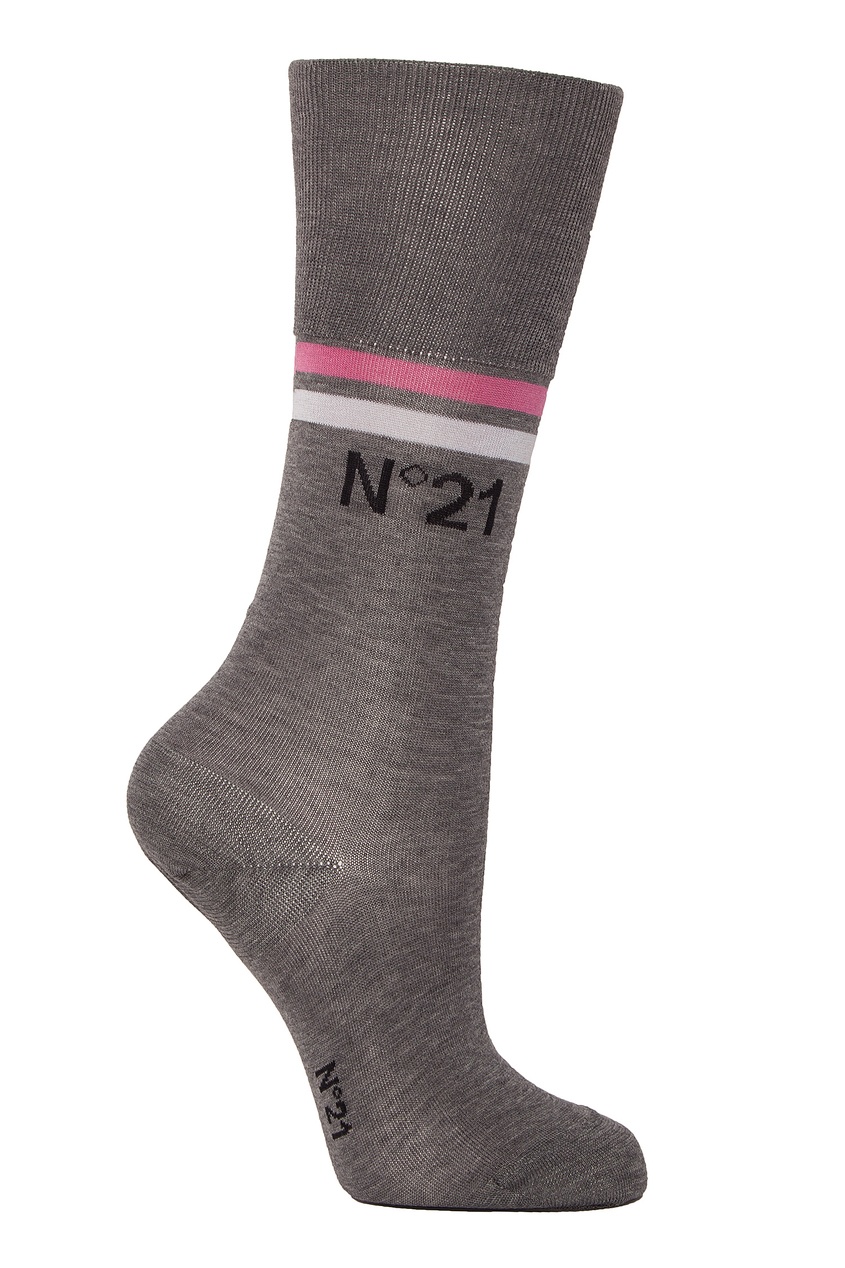 фото Серые носки с цветной отделкой no.21