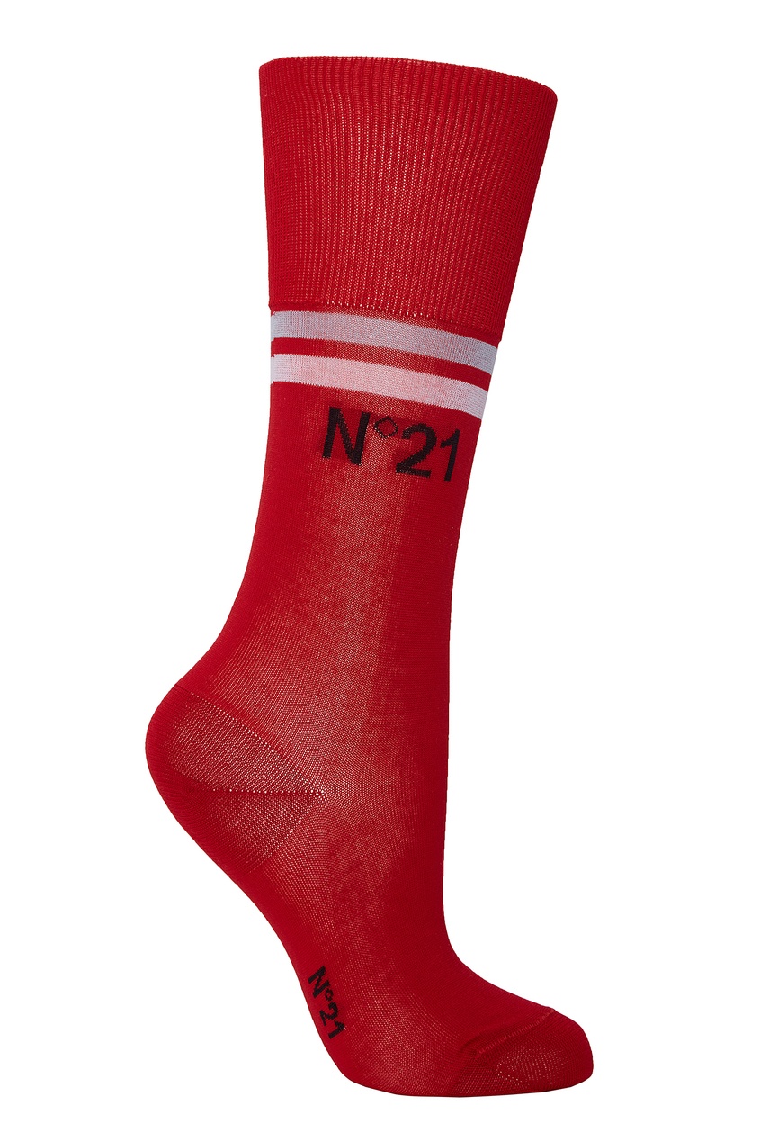 фото Красные носки с отделкой полосами no.21