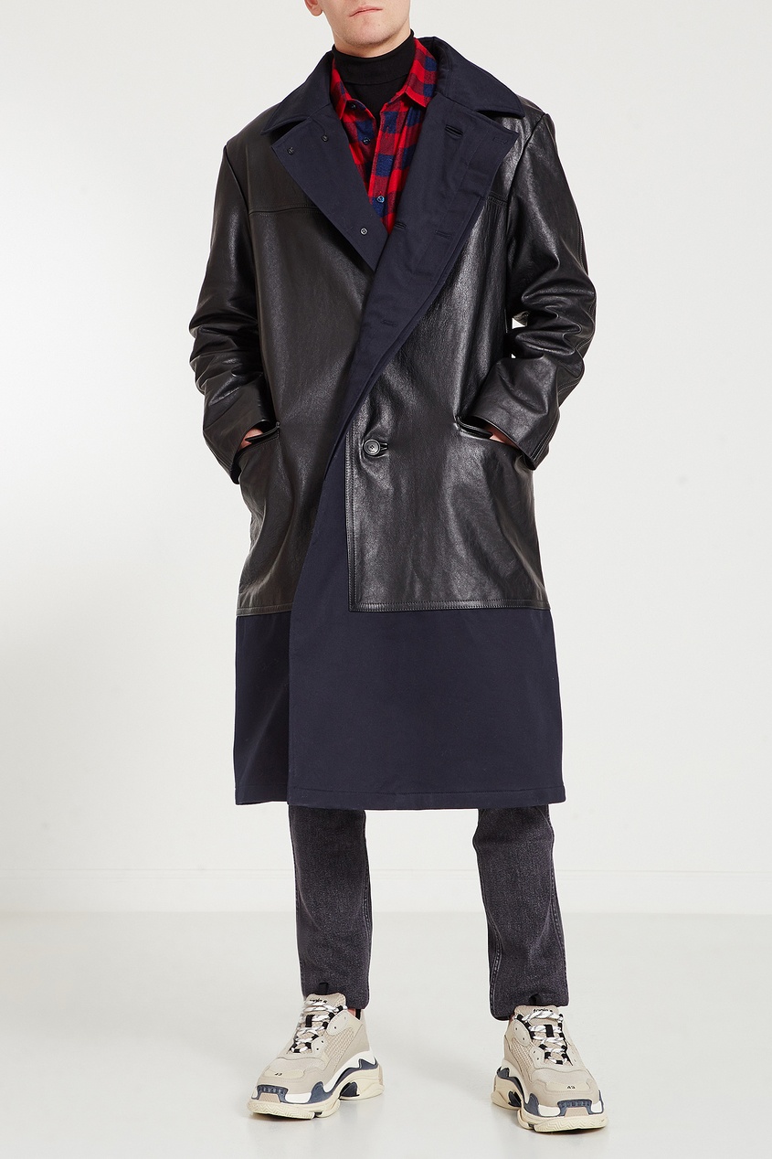 фото Черное многослойное пальто Balenciaga man