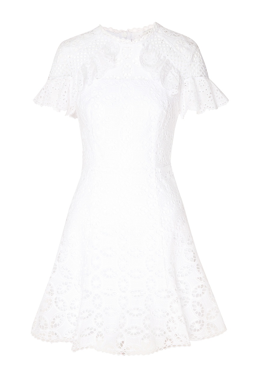 фото Белое платье мини с шитьем corentin sandro
