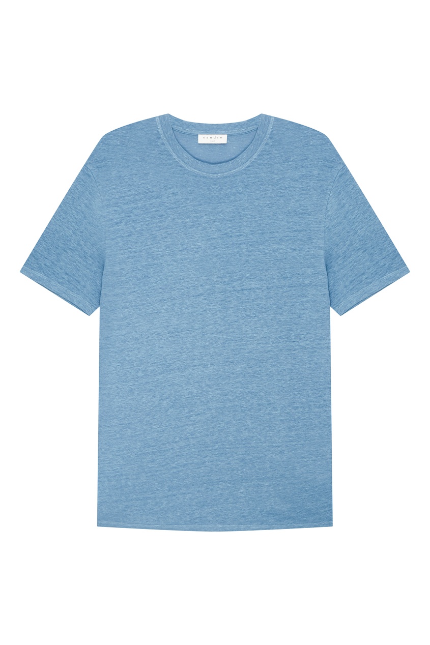 фото Голубая льняная футболка sandro