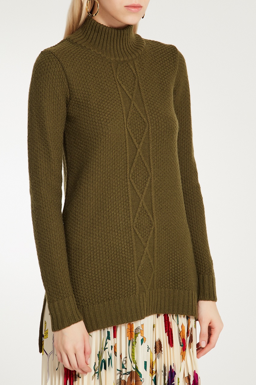 фото Зеленый свитер фактурной вязки Fashion.love.story