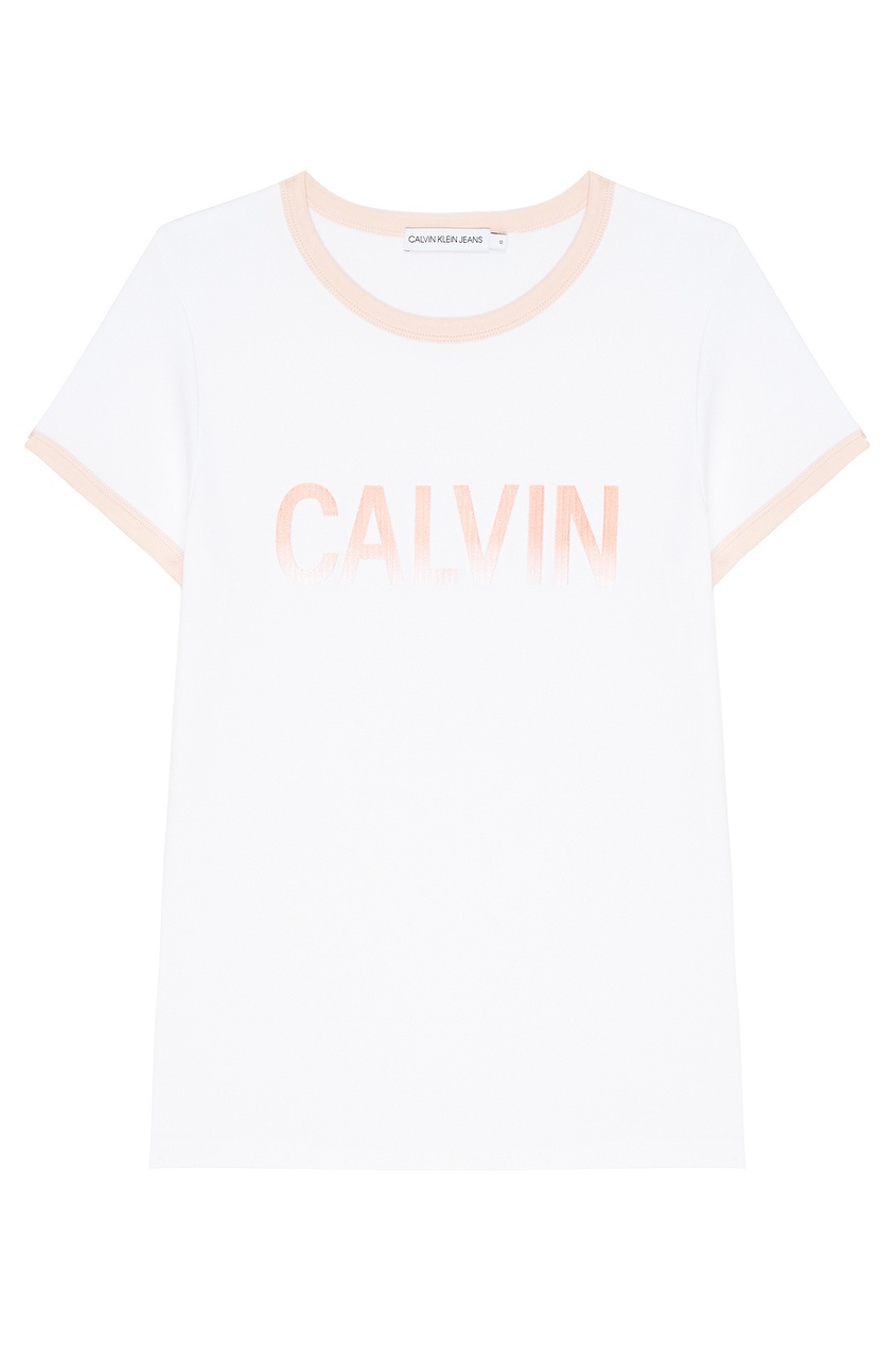фото Белая футболка с логотипом calvin klein kids