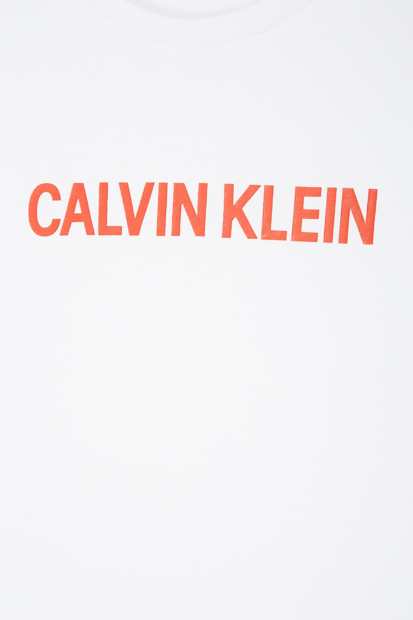 фото Белый лонгслив с логотипом calvin klein kids