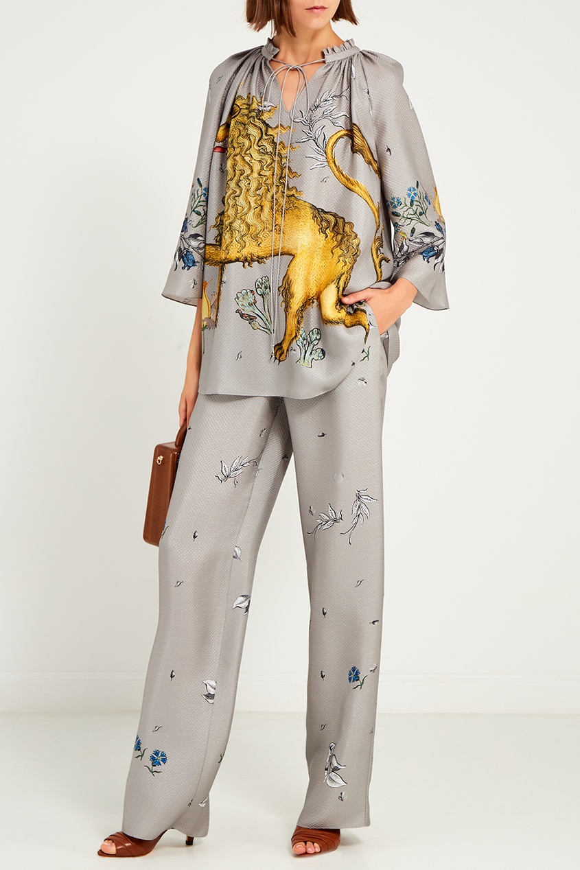 

Бежевые брюки с эластичным поясом, Серый