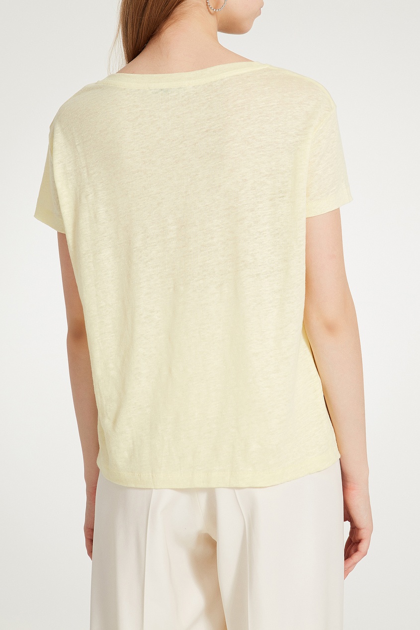 фото Льняная футболка лимонного цвета acne studios