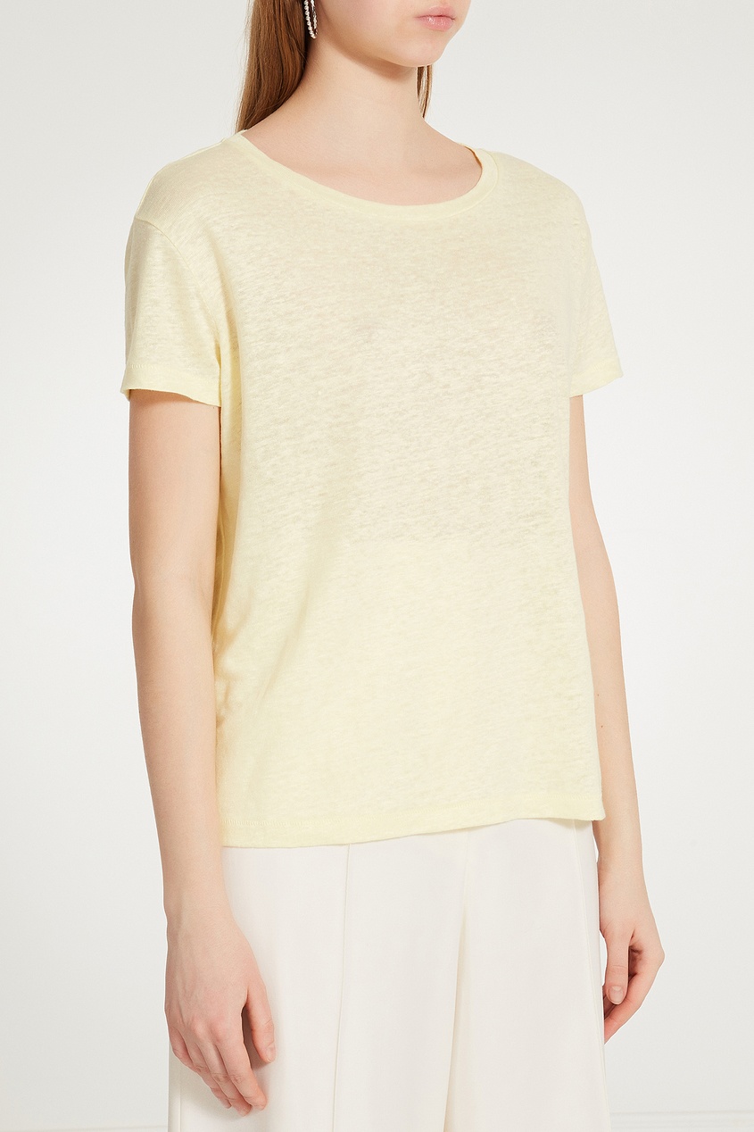 фото Льняная футболка лимонного цвета acne studios